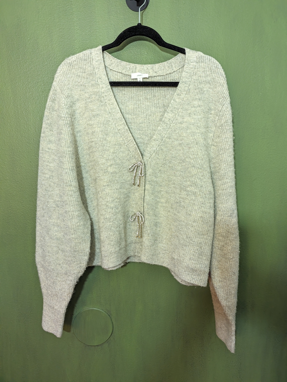 Cropped Heather Gray V-Neck Tie-Front Cardigan